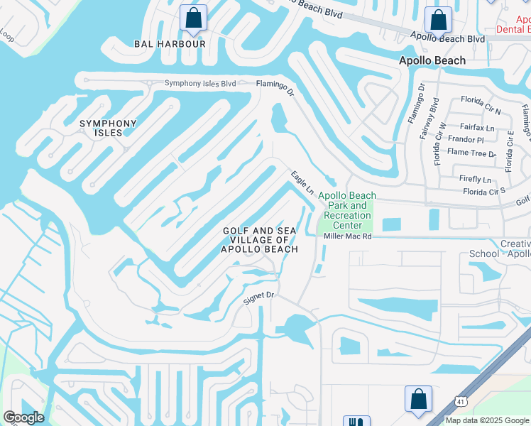 map of restaurants, bars, coffee shops, grocery stores, and more near 715 Bunker View Drive in Apollo Beach