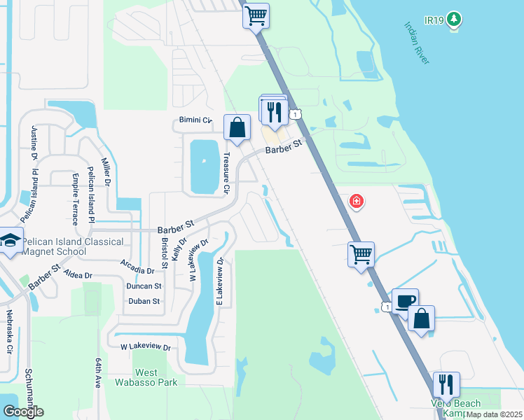 map of restaurants, bars, coffee shops, grocery stores, and more near 3400-3434 Heather Way Lane in Sebastian