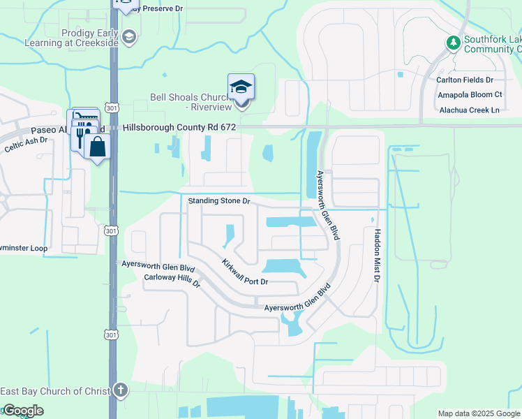 map of restaurants, bars, coffee shops, grocery stores, and more near 10656 Standing Stone Drive in Wimauma