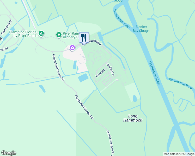 map of restaurants, bars, coffee shops, grocery stores, and more near 30096 River Ranch Boulevard in River Ranch