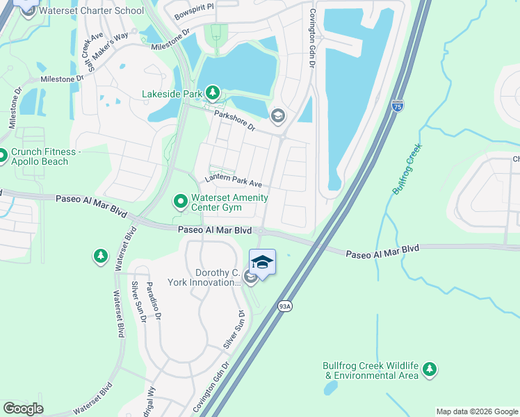 map of restaurants, bars, coffee shops, grocery stores, and more near 6215 Voyagers Place in Apollo Beach