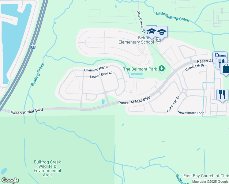 map of restaurants, bars, coffee shops, grocery stores, and more near 9782 Lemon Drop Loop in Sun City Center