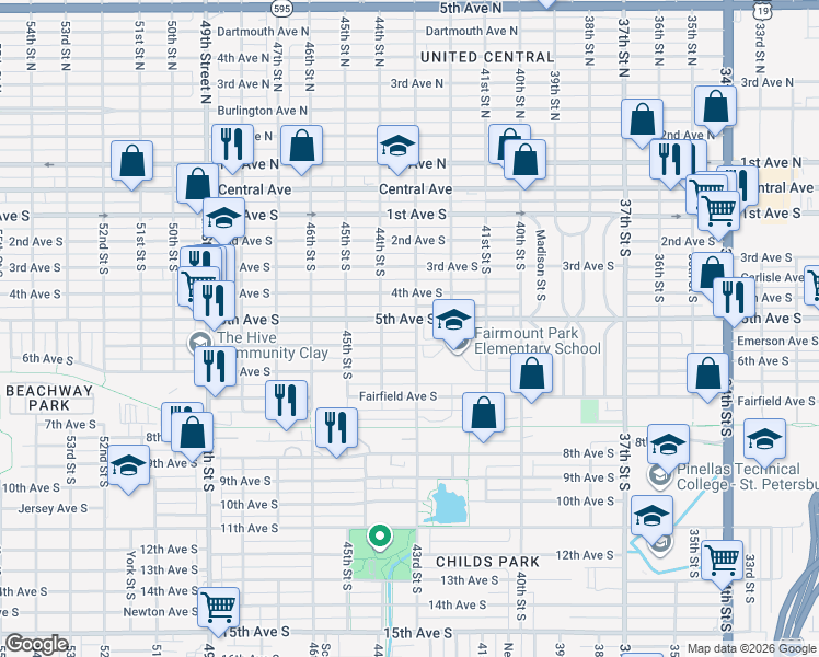 map of restaurants, bars, coffee shops, grocery stores, and more near in St. Petersburg