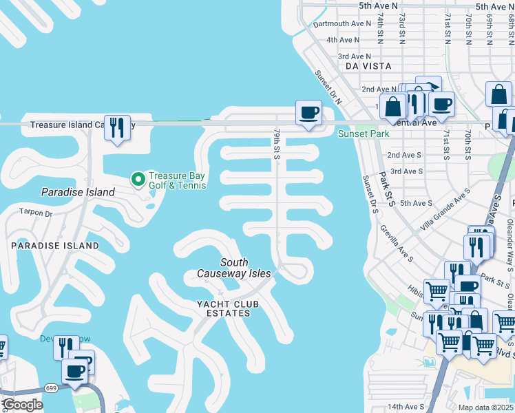 map of restaurants, bars, coffee shops, grocery stores, and more near 7937 3rd Avenue South in St. Petersburg