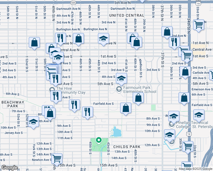 map of restaurants, bars, coffee shops, grocery stores, and more near in St. Petersburg