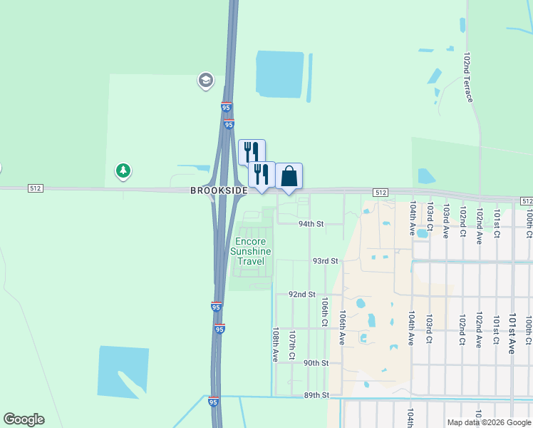 map of restaurants, bars, coffee shops, grocery stores, and more near 9455 108th Avenue in Fellsmere