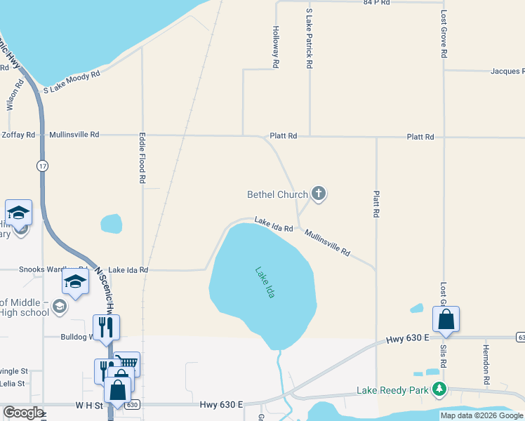 map of restaurants, bars, coffee shops, grocery stores, and more near 208 Lake Ida Road in Frostproof