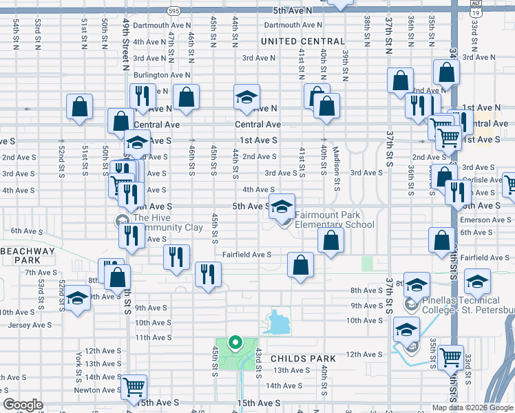 map of restaurants, bars, coffee shops, grocery stores, and more near in St. Petersburg