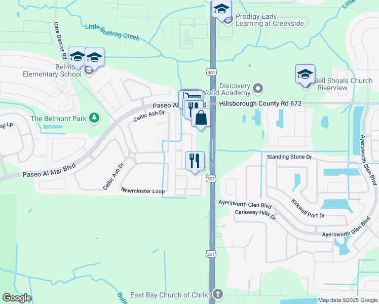 map of restaurants, bars, coffee shops, grocery stores, and more near 14549-14625 Route 43 in Riverview