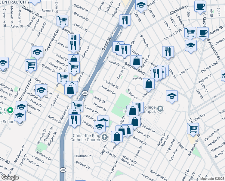 map of restaurants, bars, coffee shops, grocery stores, and more near 1726 Trenton Drive in Corpus Christi