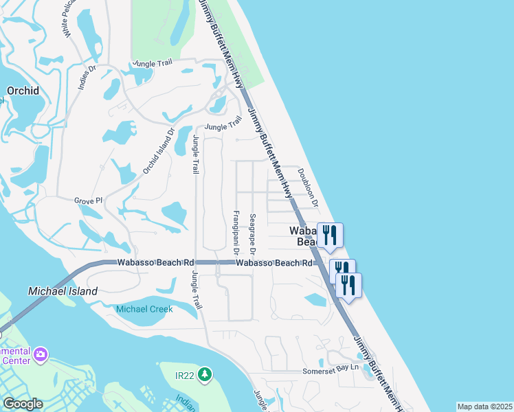 map of restaurants, bars, coffee shops, grocery stores, and more near 9475 Seagrape Drive in Vero Beach