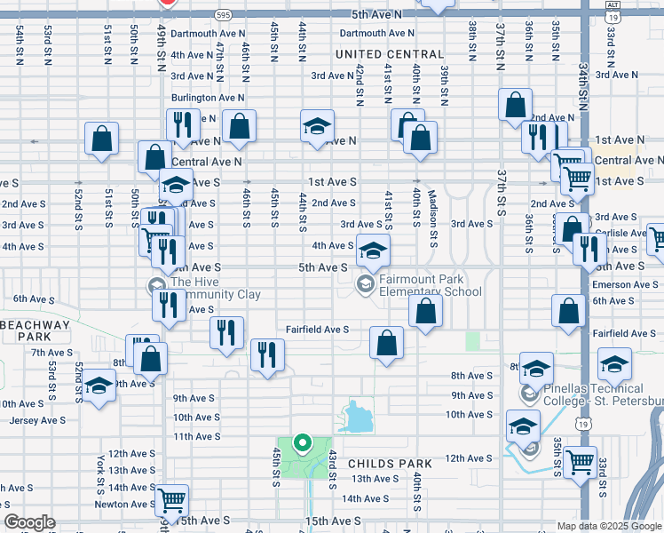 map of restaurants, bars, coffee shops, grocery stores, and more near in St. Petersburg