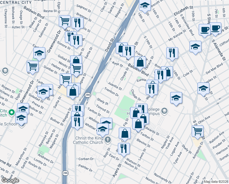 map of restaurants, bars, coffee shops, grocery stores, and more near 1726 Trenton Drive in Corpus Christi