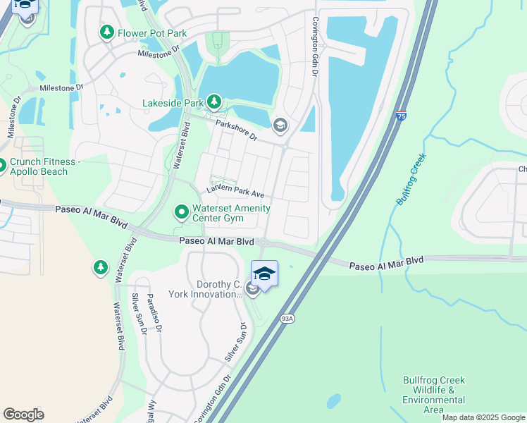 map of restaurants, bars, coffee shops, grocery stores, and more near 6215 Voyagers Place in Apollo Beach