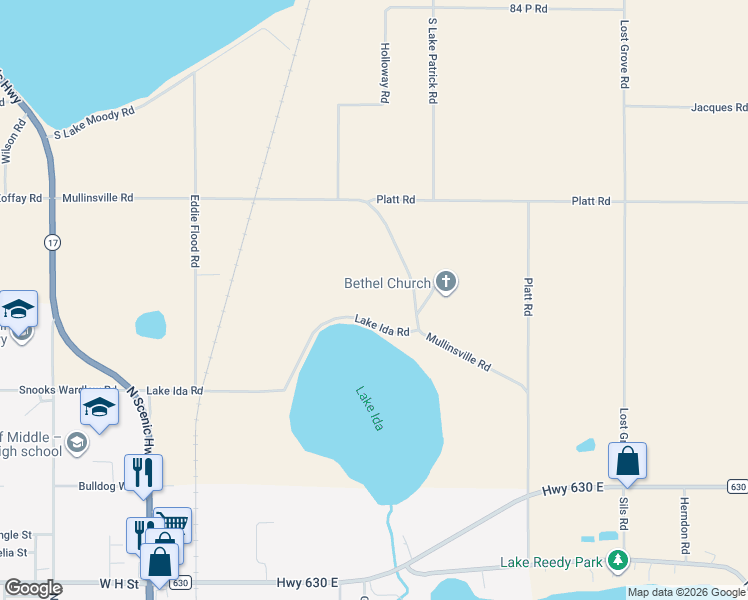map of restaurants, bars, coffee shops, grocery stores, and more near 208 Lake Ida Road in Frostproof