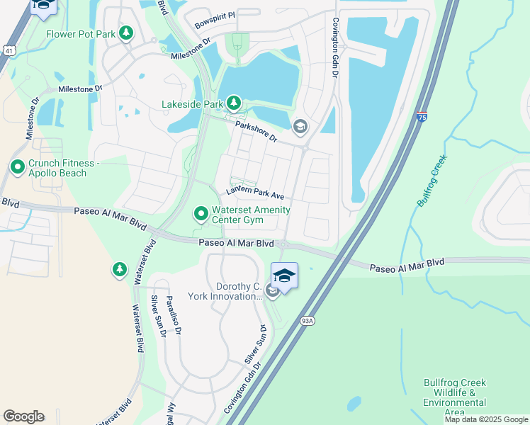 map of restaurants, bars, coffee shops, grocery stores, and more near 7422 Sungold Meadow Court in Apollo Beach