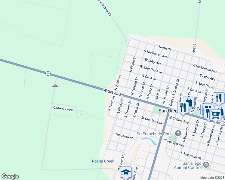 map of restaurants, bars, coffee shops, grocery stores, and more near 800-814 West Gravis Street in San Diego