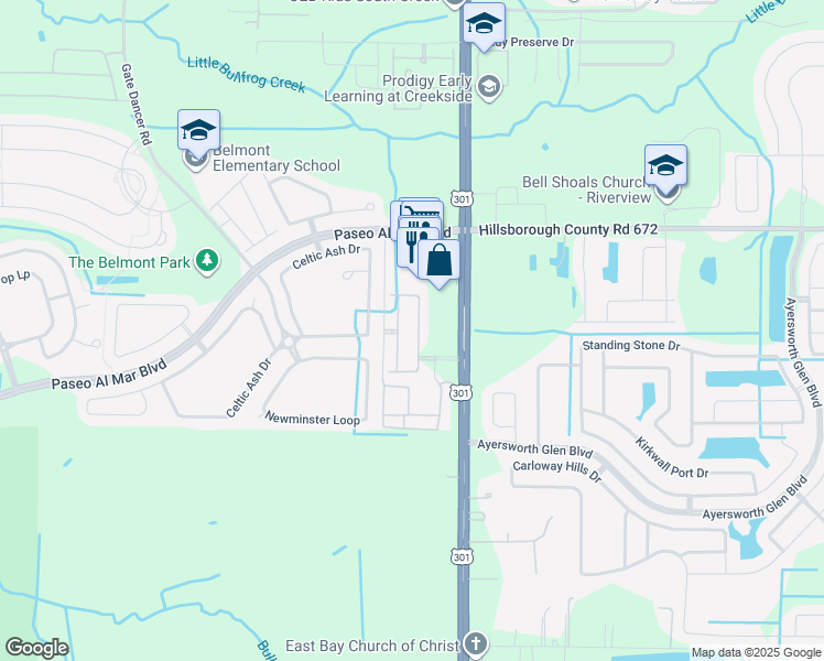 map of restaurants, bars, coffee shops, grocery stores, and more near 14549-14625 Route 43 in Riverview