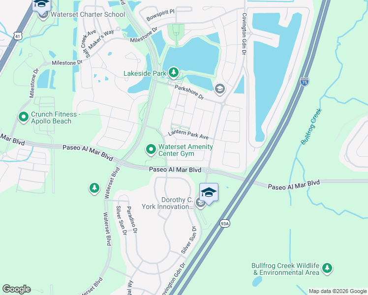 map of restaurants, bars, coffee shops, grocery stores, and more near 7404 Sungold Meadow Court in Apollo Beach
