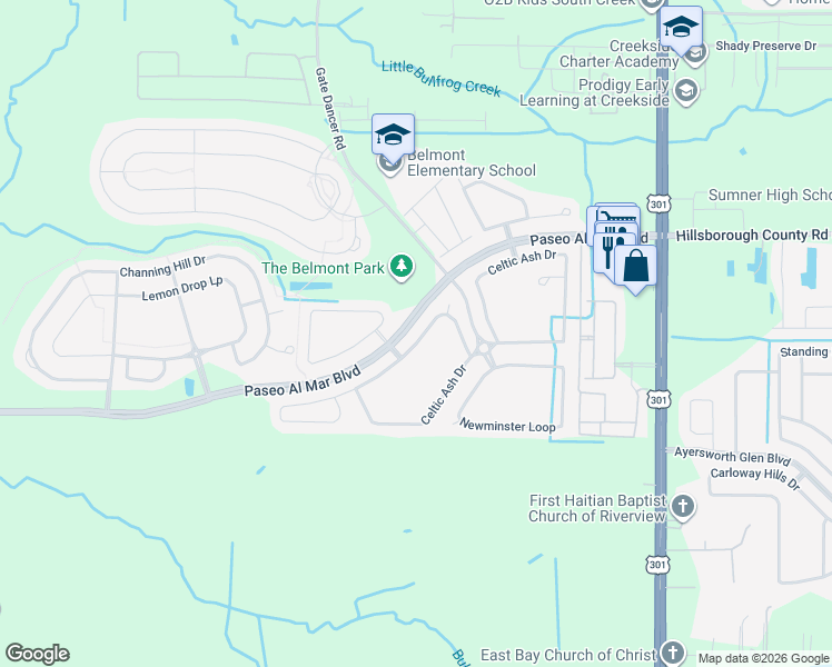 map of restaurants, bars, coffee shops, grocery stores, and more near 10014 Smarty Jones Drive in Sun City Center