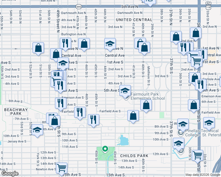 map of restaurants, bars, coffee shops, grocery stores, and more near in St. Petersburg