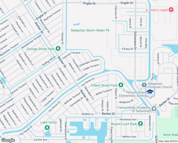 map of restaurants, bars, coffee shops, grocery stores, and more near 155 Concha Drive in Sebastian