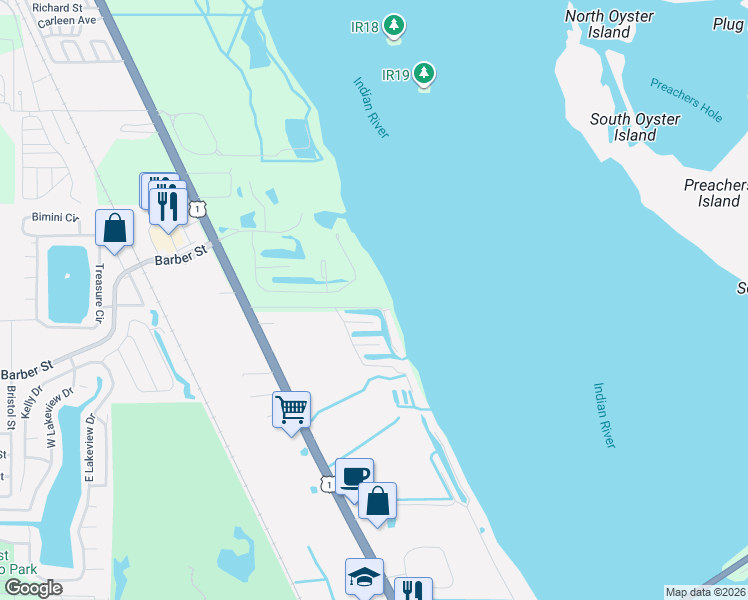map of restaurants, bars, coffee shops, grocery stores, and more near 9484 52 Court in Sebastian