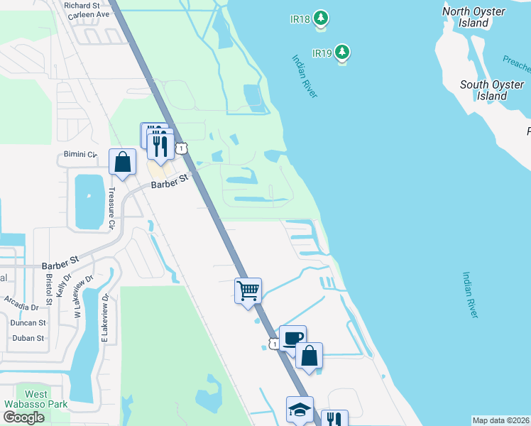 map of restaurants, bars, coffee shops, grocery stores, and more near 5505 95th Street in Sebastian
