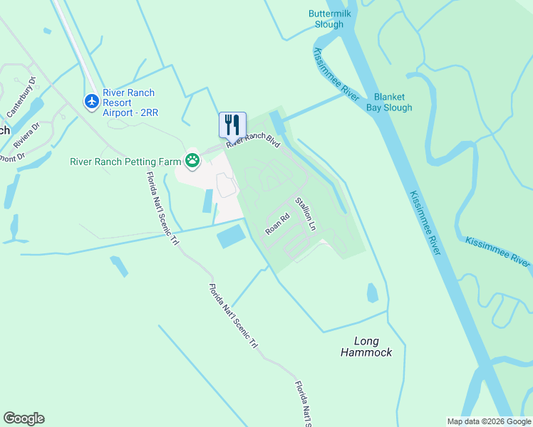 map of restaurants, bars, coffee shops, grocery stores, and more near 30096 River Ranch Boulevard in River Ranch