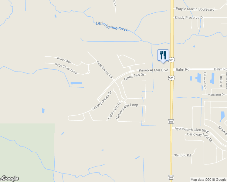 map of restaurants, bars, coffee shops, grocery stores, and more near 10036 Smarty Jones Drive in Riverview