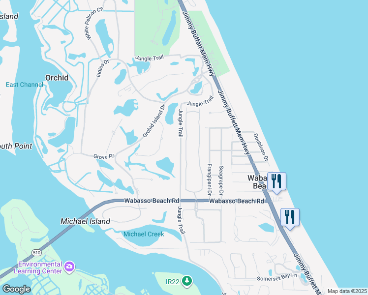 map of restaurants, bars, coffee shops, grocery stores, and more near 9565 West Maiden Court in Vero Beach