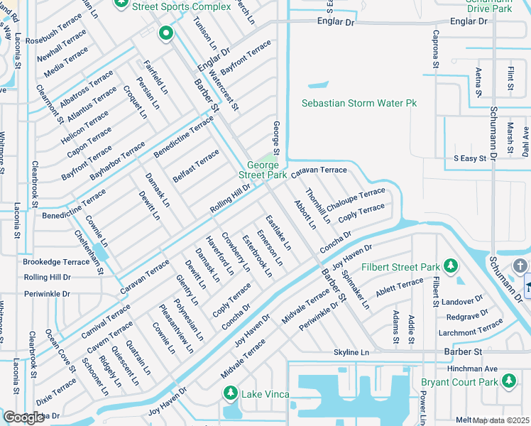 map of restaurants, bars, coffee shops, grocery stores, and more near 400 Carnival Terrace in Sebastian