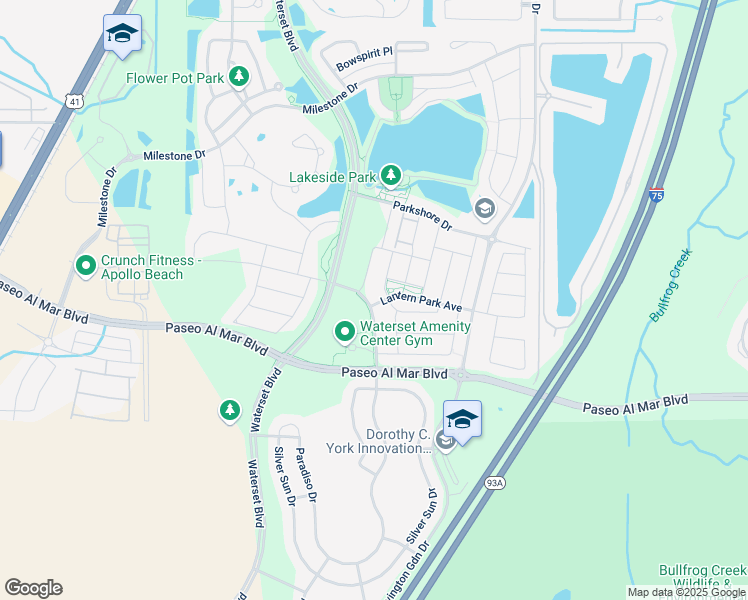 map of restaurants, bars, coffee shops, grocery stores, and more near 7203 Meeting House Lane in Apollo Beach