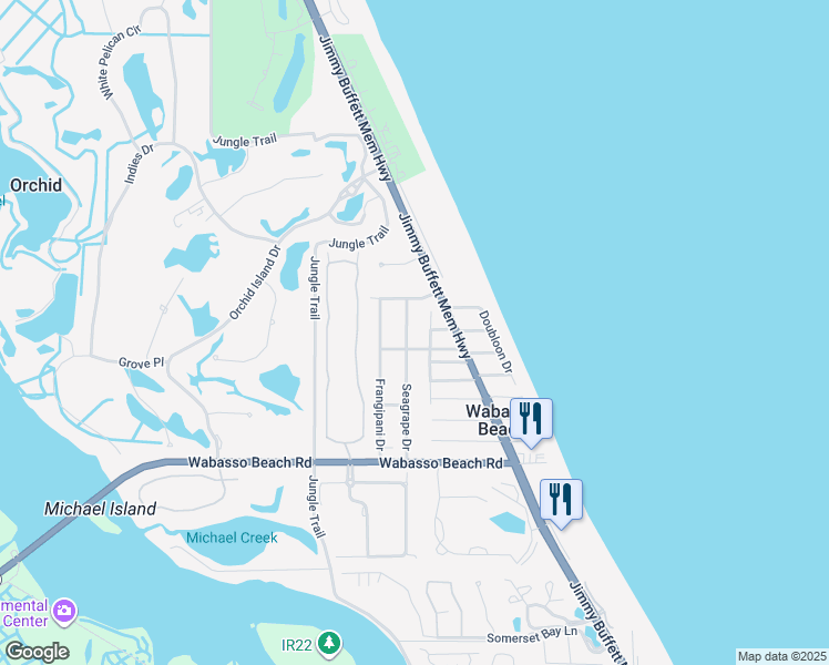 map of restaurants, bars, coffee shops, grocery stores, and more near 9535 Seagrape Drive in Vero Beach