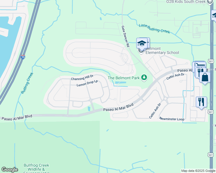 map of restaurants, bars, coffee shops, grocery stores, and more near 9809 Quadrangle Court in Ruskin