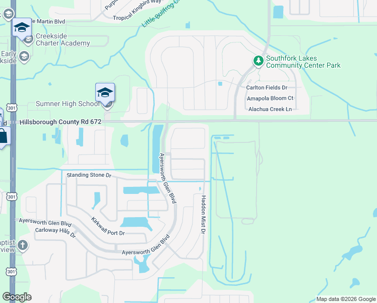 map of restaurants, bars, coffee shops, grocery stores, and more near 14215 Alistar Manor Drive in Wimauma