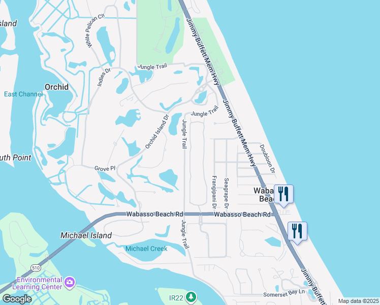map of restaurants, bars, coffee shops, grocery stores, and more near 9565 West Maiden Court in Vero Beach
