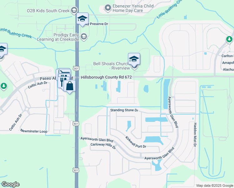 map of restaurants, bars, coffee shops, grocery stores, and more near 10614 Aldo Moro Drive in Riverview