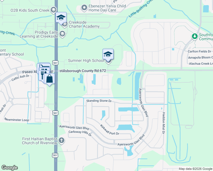 map of restaurants, bars, coffee shops, grocery stores, and more near 14323 Romeo Boulevard in Wimauma