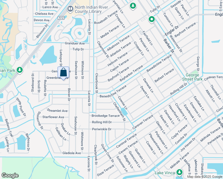 map of restaurants, bars, coffee shops, grocery stores, and more near 1301 Cownie Lane in Sebastian
