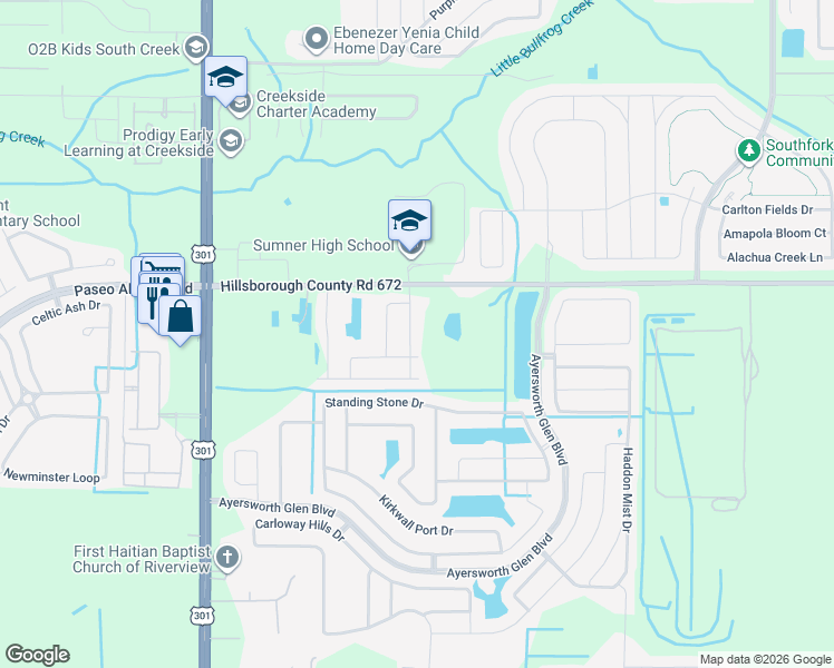 map of restaurants, bars, coffee shops, grocery stores, and more near 14320 Romeo Boulevard in Wimauma