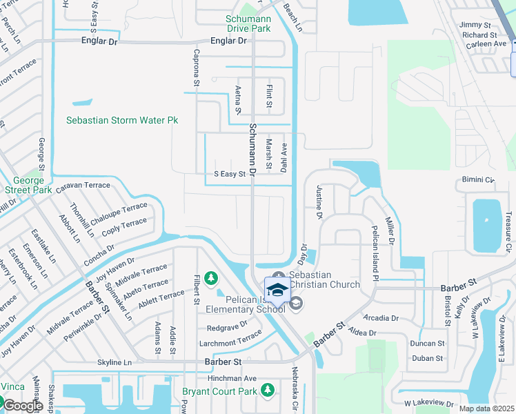 map of restaurants, bars, coffee shops, grocery stores, and more near 1251 Schumann Drive in Sebastian
