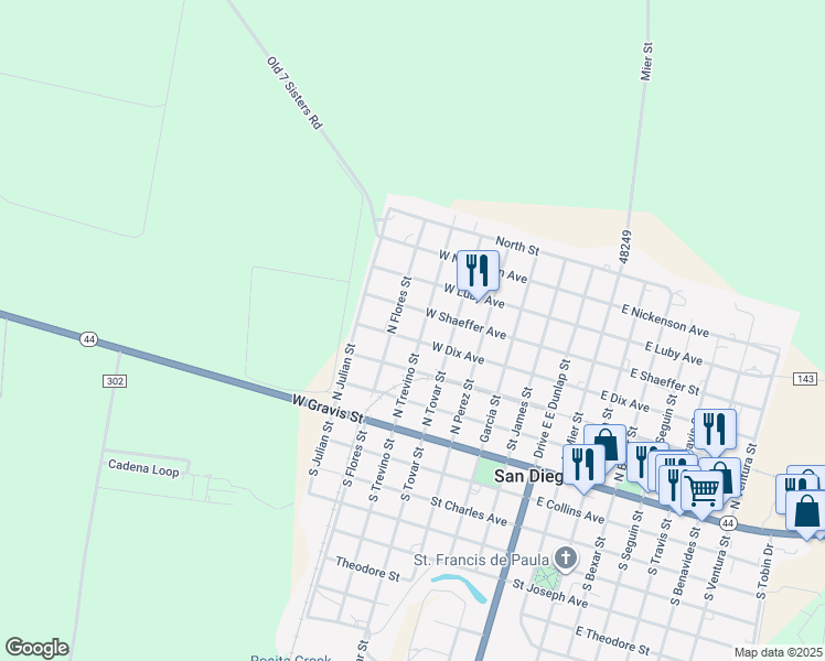 map of restaurants, bars, coffee shops, grocery stores, and more near 609 West Shaeffer Avenue in San Diego