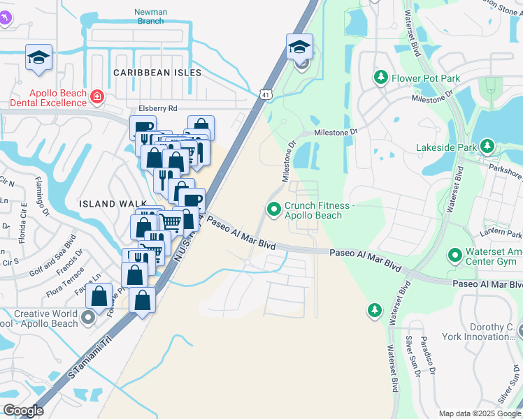 map of restaurants, bars, coffee shops, grocery stores, and more near 6428 North U.S. Highway 41 in Apollo Beach