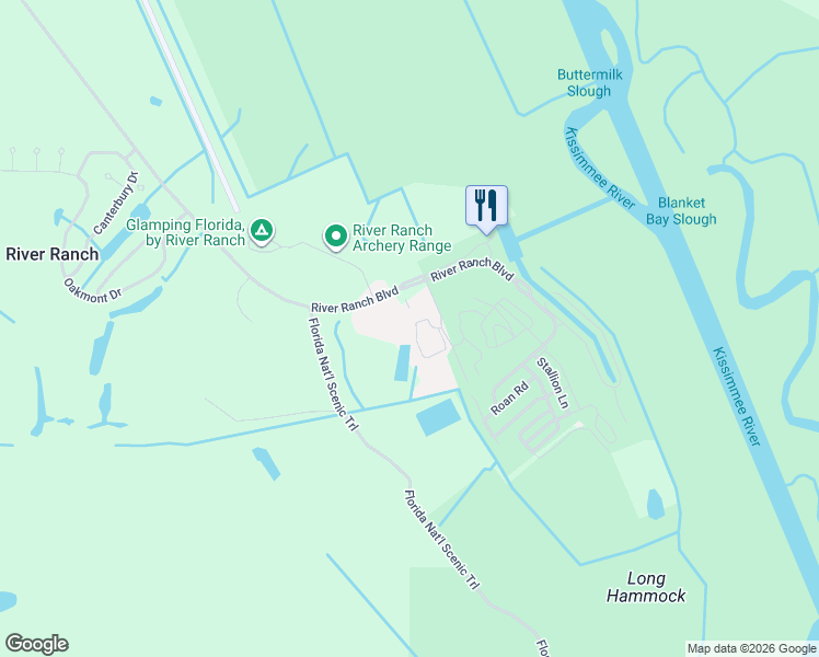 map of restaurants, bars, coffee shops, grocery stores, and more near 30336 River Ranch Boulevard in River Ranch