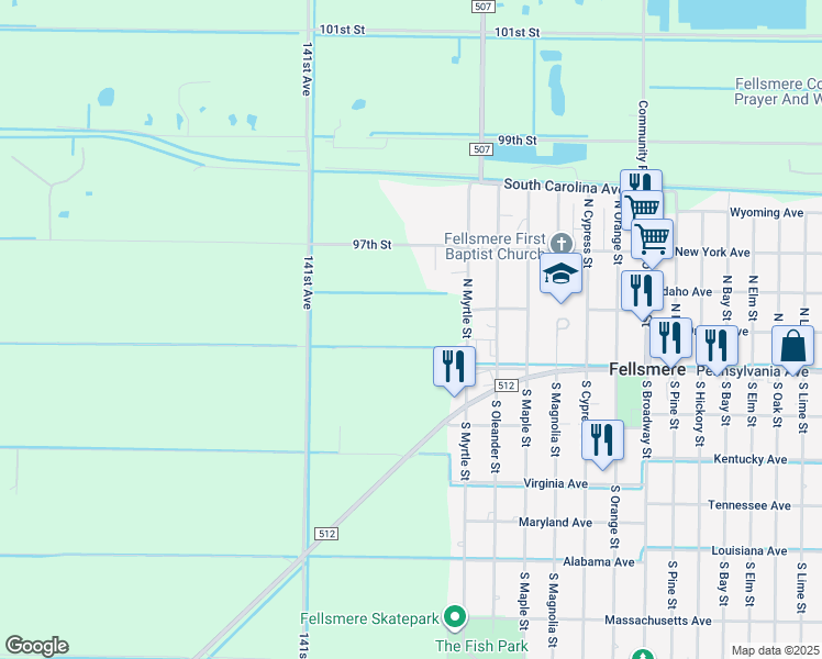 map of restaurants, bars, coffee shops, grocery stores, and more near in Fellsmere
