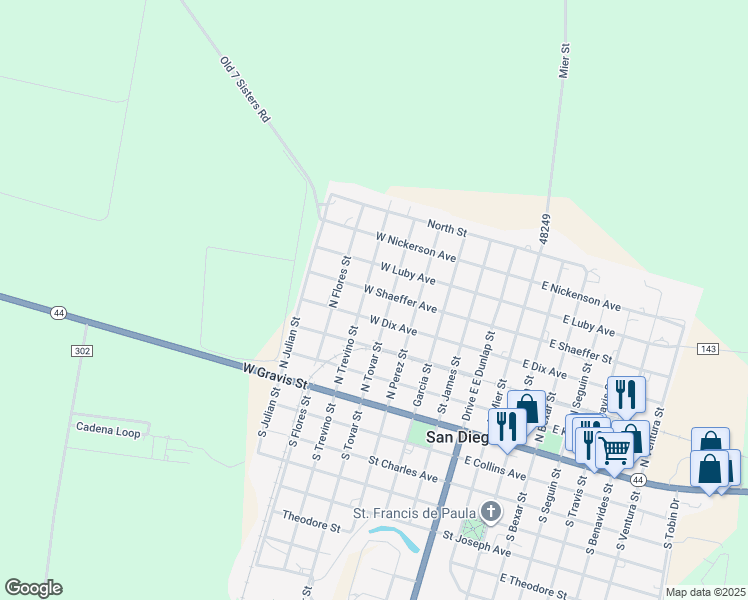 map of restaurants, bars, coffee shops, grocery stores, and more near 504 West Shaeffer Avenue in San Diego