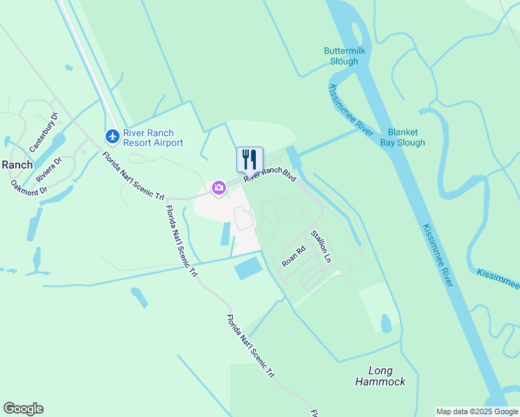 map of restaurants, bars, coffee shops, grocery stores, and more near 30103 River Ranch Boulevard in River Ranch