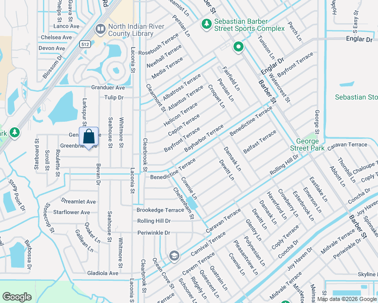 map of restaurants, bars, coffee shops, grocery stores, and more near 700 Bayharbor Terrace in Sebastian