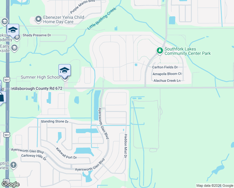 map of restaurants, bars, coffee shops, grocery stores, and more near 14316 Alistar Manor Drive in Wimauma